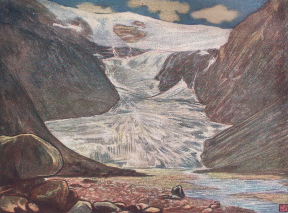 KJENNDALSBREEN. 'Kjendalsbrae' by Nico Jungman. Norway 1905 old antique print